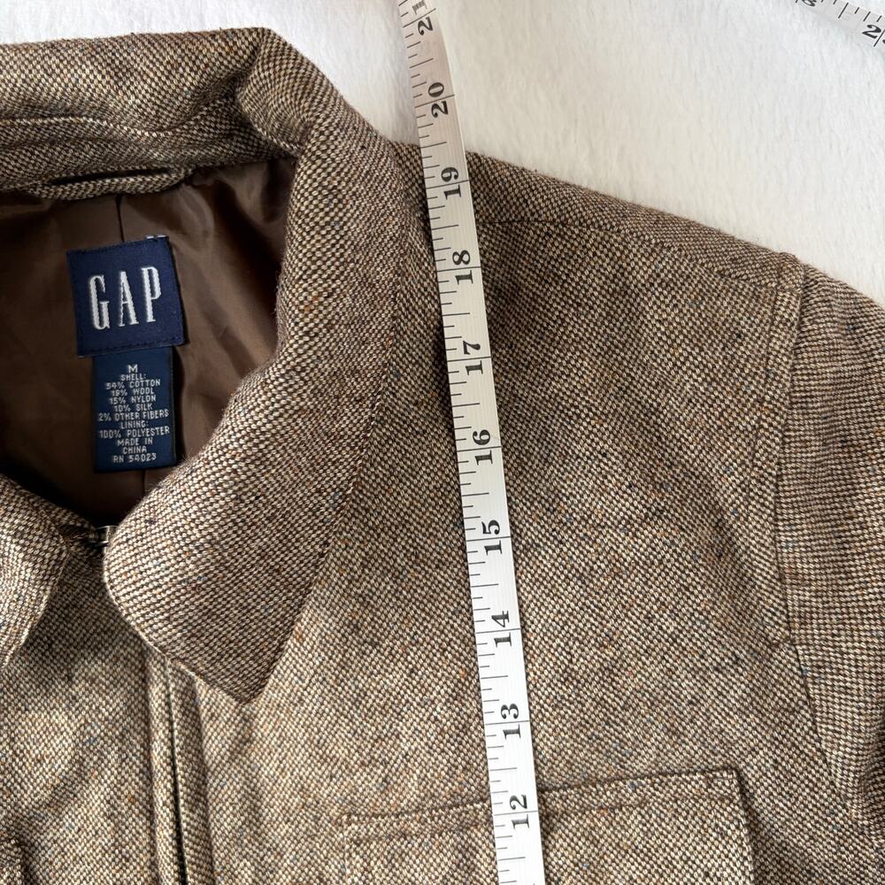 VTG GAP Cropped Harrington Jacket Women's M Brown Wool Blend Rare Minimalist Y2K - Picture 8 of 12
